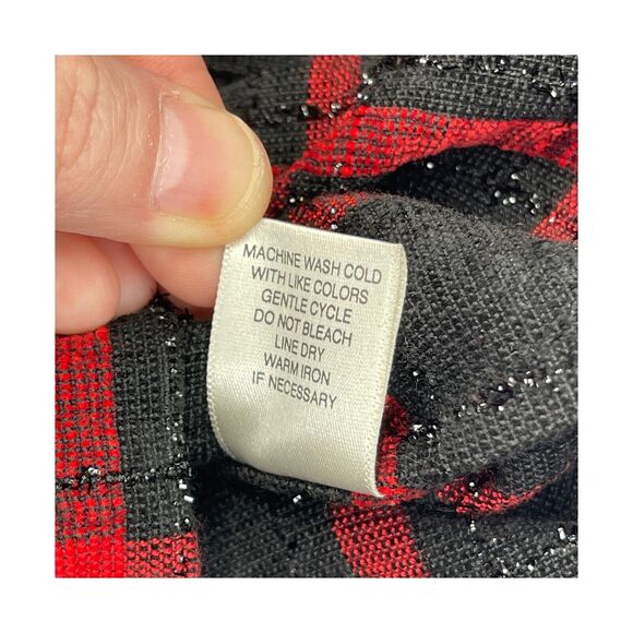 CJ Banks Red and Black Plaid Blazer Jacket Sparkle Shimmer Women’s Size Medium - Picture 8 of 8